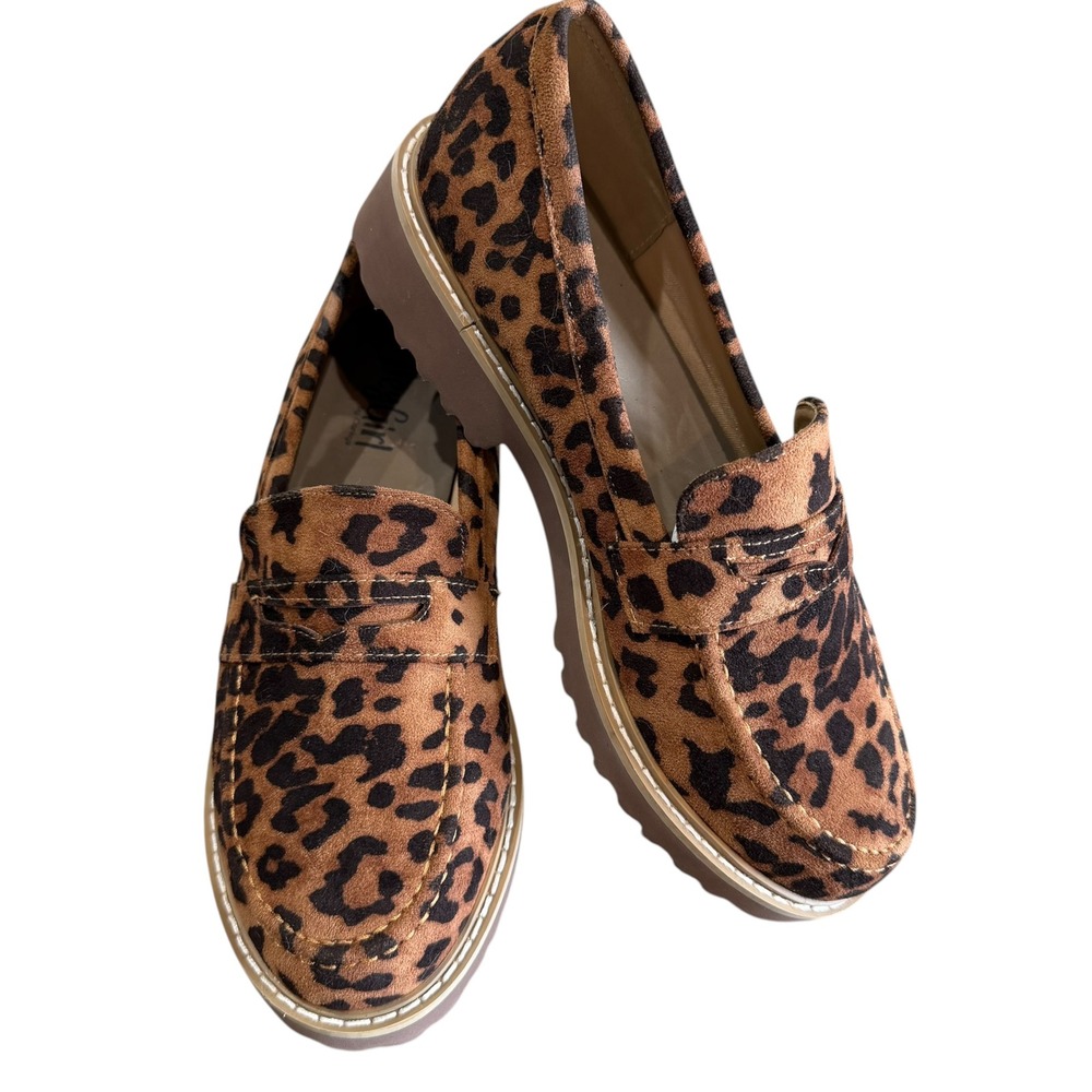 Hey Girl Corkys Loafers Women's 8 Brown Animal Print Chunky Preppy Shoes